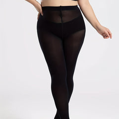 Women's Plus Size Solid Semi Sheer High Rise Tights