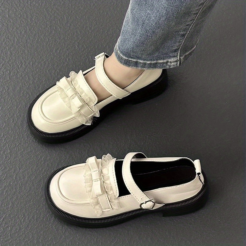 Chunky Heel Lace Loafers Mary Jane Lolita Shoes