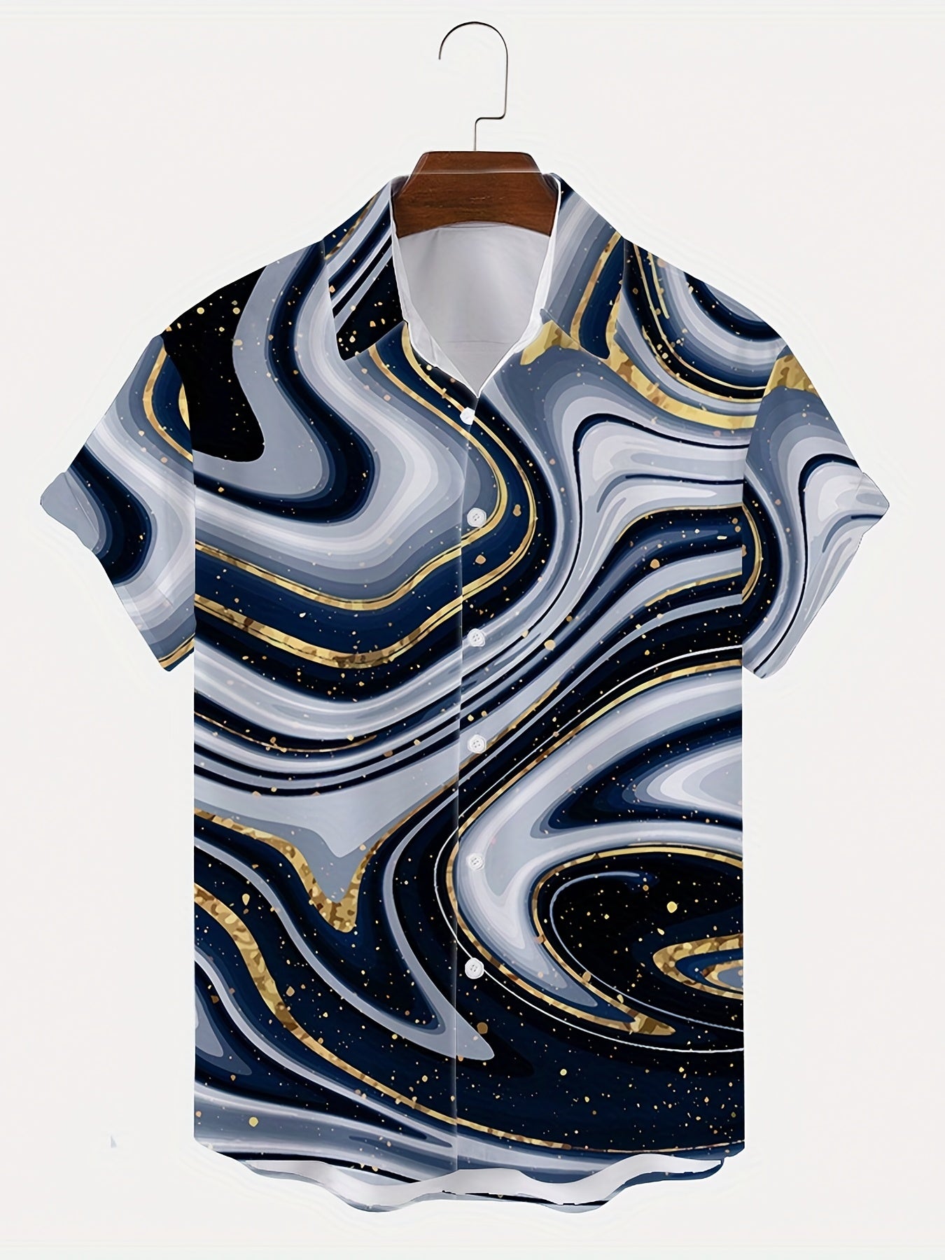 Abstract Print Men's Casual Short Sleeve Shirt for Summer Vacation