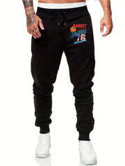 Men's Comfy Basketball Drawstring Joggers Loose Fit Pants