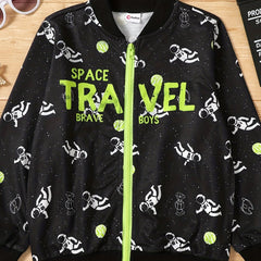 Boys Astronaut SPACE TRAVEL Windbreaker Jacket Waterproof Zip Up