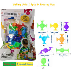 19pcs Suction Cup Bath Toys Fidget Toys Set Travel Toys For Children
