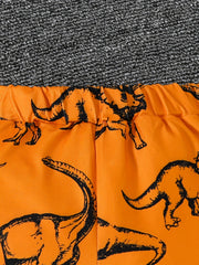 2pcs Little Boy Casual Dinosaurs Graphic Short Sleeve Tees & Shorts Set