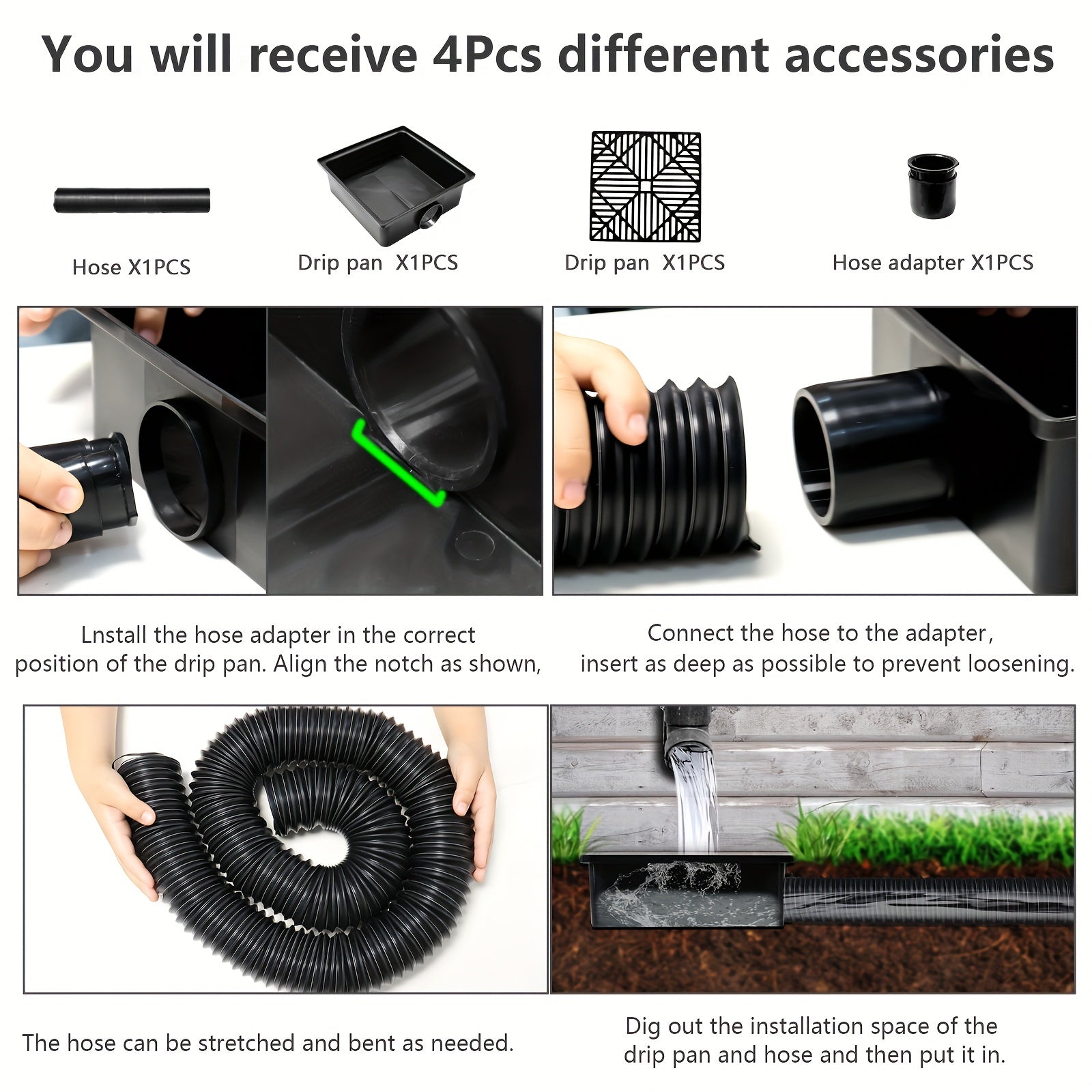 Flexible Downspout Extension Kit - Outdoor Gutter Downspout Extender