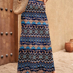 Tribal Print High Waist Maxi Skirt
