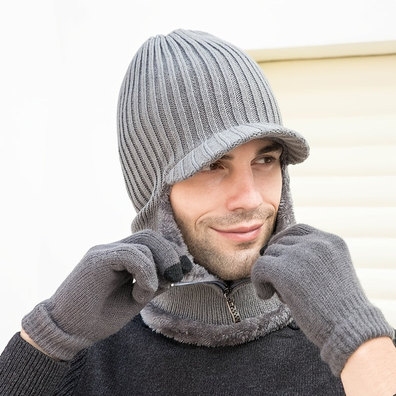2pcs Knit Plus Teddy Line Hat for Autumn & Winter