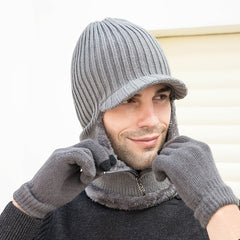 2pcs Knit Plus Teddy Line Hat for Autumn & Winter