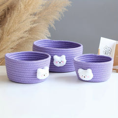 Purple Cotton Rope Animal Storage Basket