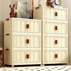 Foldable Storage Cabinet With Wheels & Doors 5 Layers