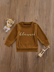 Toddler's Blessed Letter Sweatshirt Boy's Casual Pullover