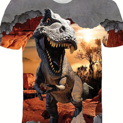 Boys Dinosaur T Shirt 3D Print Stretchy Fabric