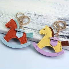 Girl's Leather Rocking Horse Keychain Pony Pendant Bag Pendant