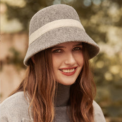 Women's Wool Bucket Hat Winter Thermal Cap Warm Cloche Hat