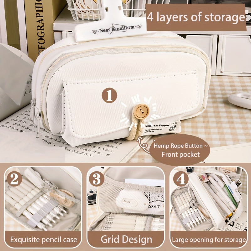 Japanese Style Pencil Case Button Closure