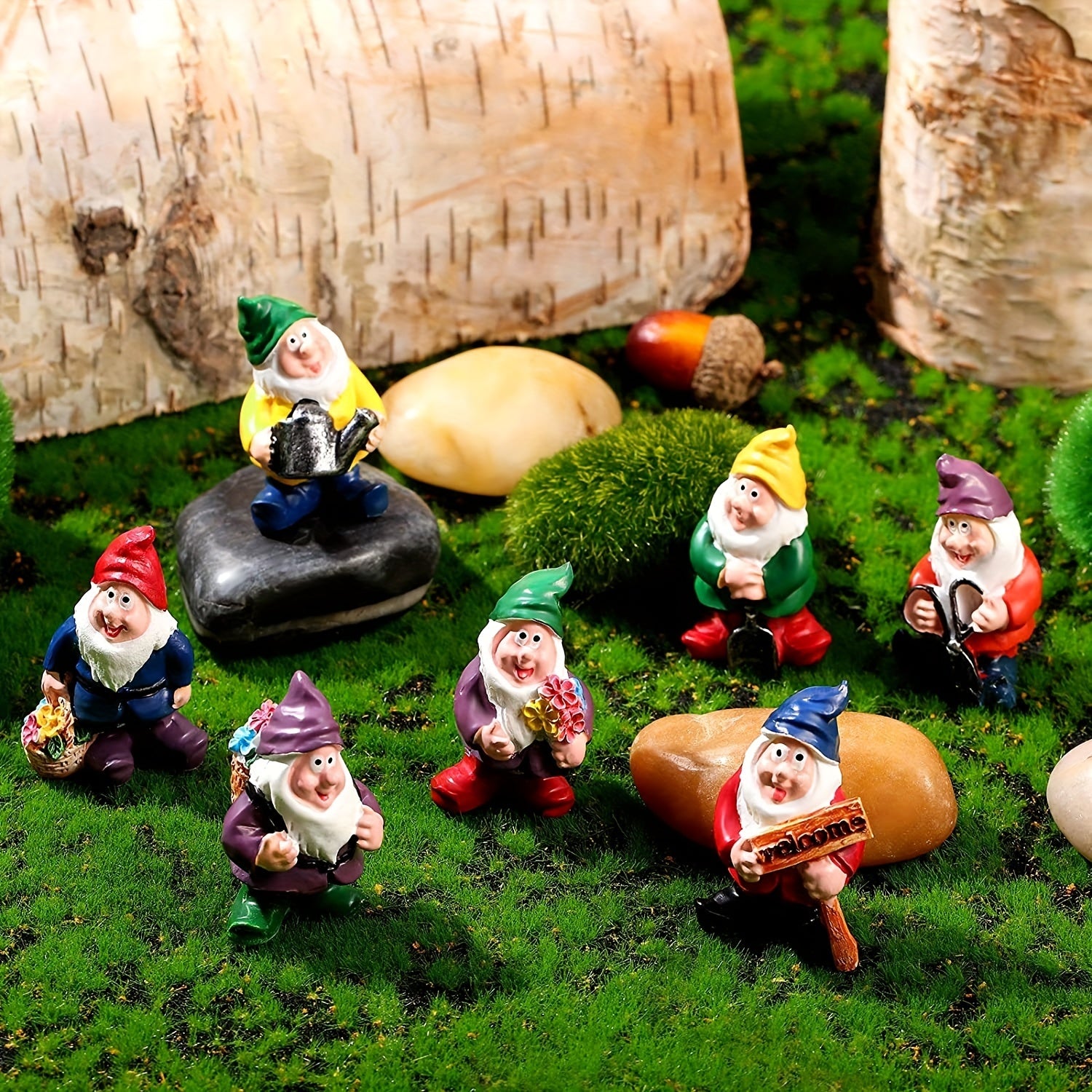 7 Dwarfs Statues Set for Fairy Garden Decor
