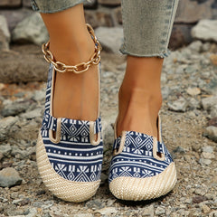 Women's Geometric Pattern Slip On Flat Shoes Lightweight Walking Shoes