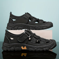 Men's Hook Loop Fastener Sandals Durable Non Slip Outdoor Hiking Beach Shoes