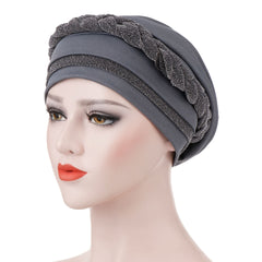 Sequin Braid Turban Cap Pre Tied Hair Wrap for Women