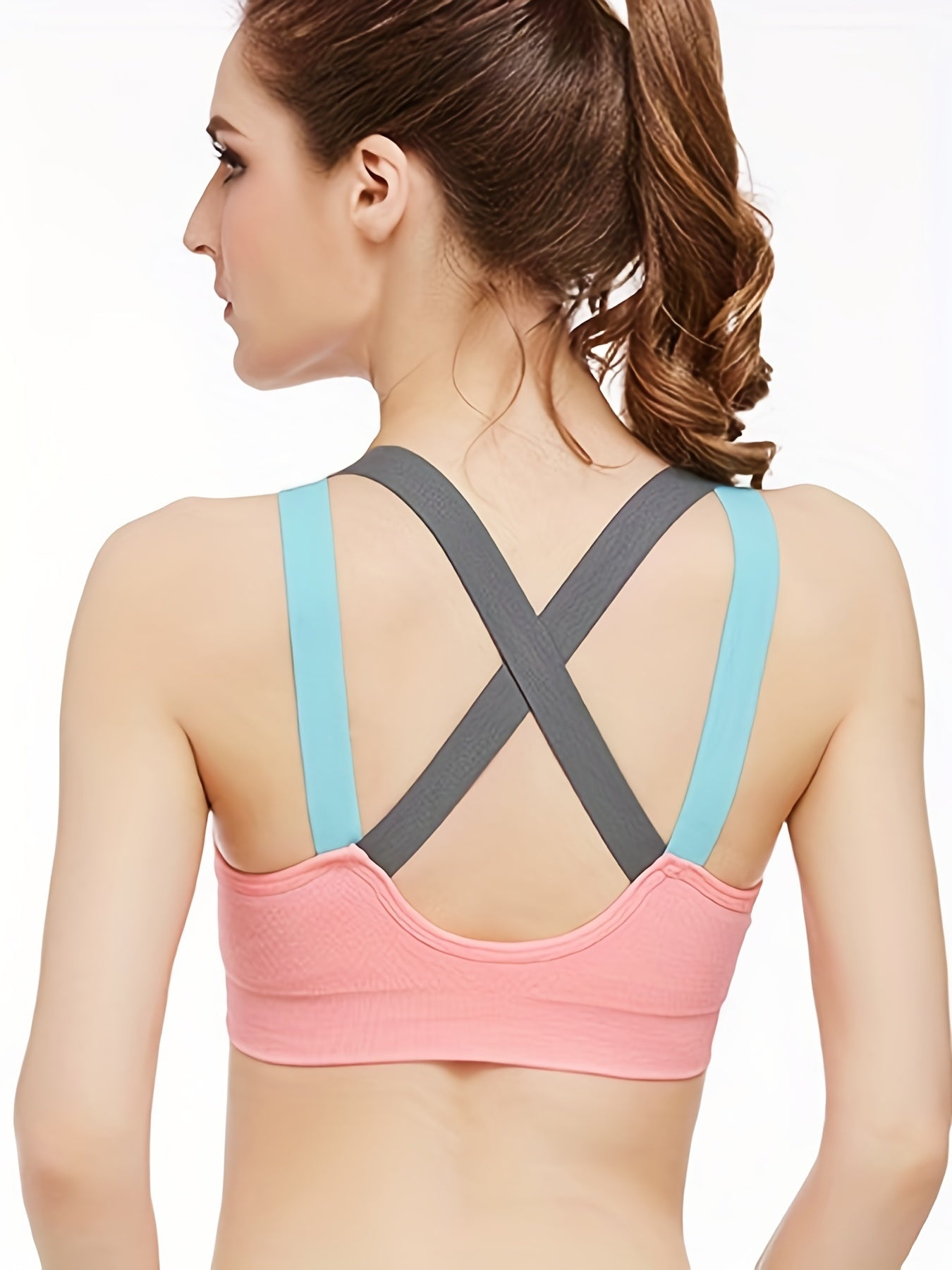 Colorblock Straps Sports Bra High Impact Yoga Tank Top