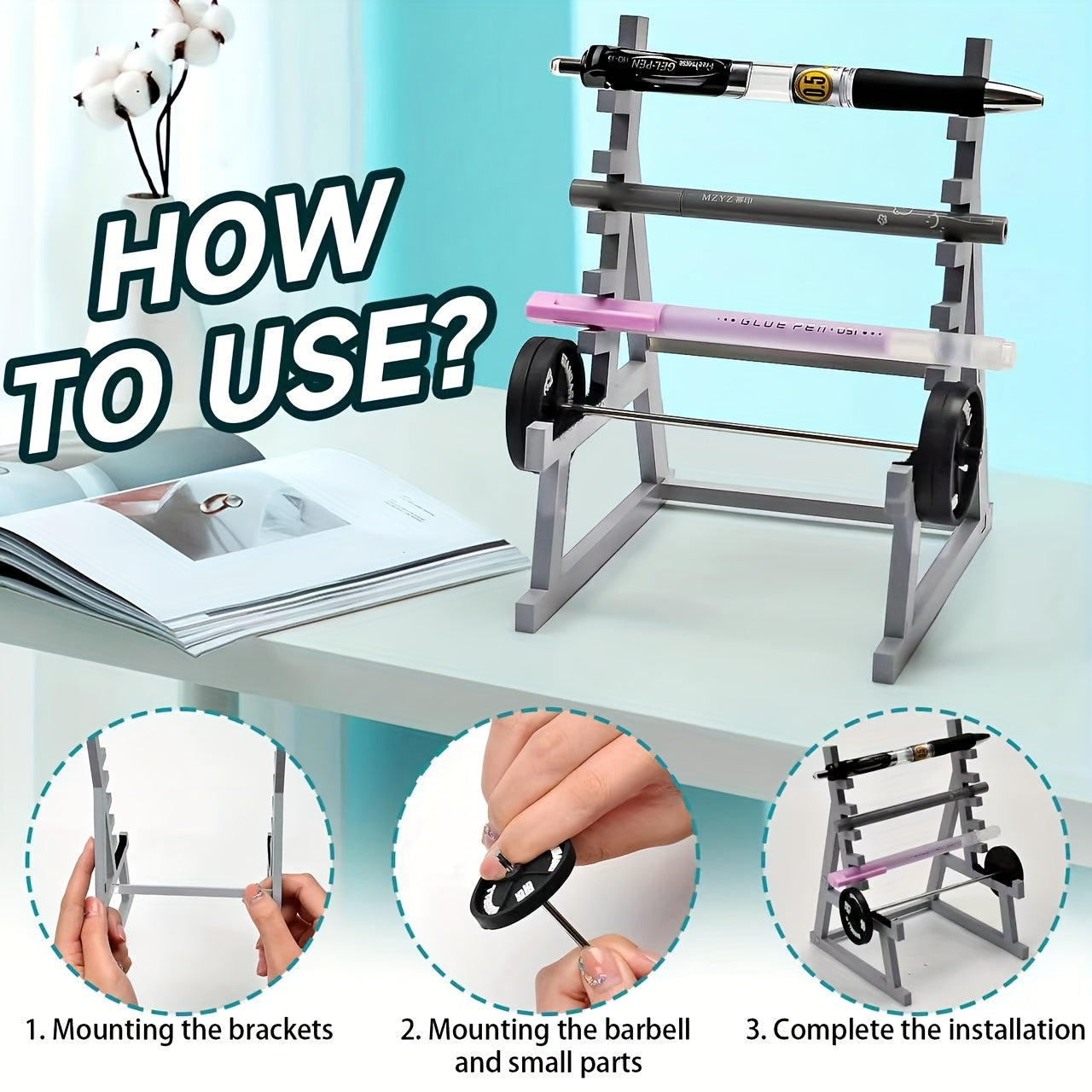 Fitness Equipment Pen Holder Mini Fun Barbell Organizer