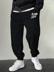 Men's Love & Light Print Sweatpants Casual Stretchable Drawstring Loose Pants