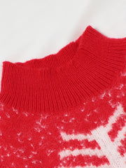 Snowflake Print Mock Neck Jumper