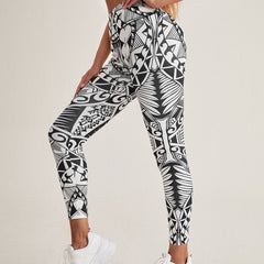 Allover Print High Rise Fitness Leggings