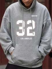 Number 32 Print Hoodie For Men Casual Graphic Pullover Hooded Sweatshirt