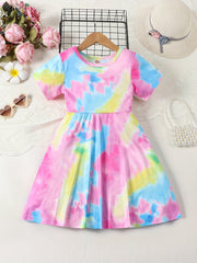 Girls Unicorn Dress Gradient A-line Short Sleeve T-Shirt Dress