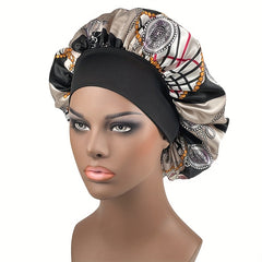 Vintage Paisley Print Satin Bonnet Nightcap Silk Elastic Sleeping Cap