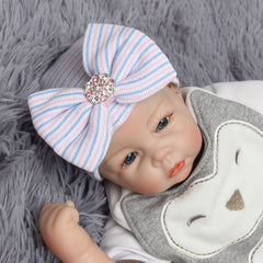 Striped Knit Head Wrap with Rhinestones for Baby Girls
