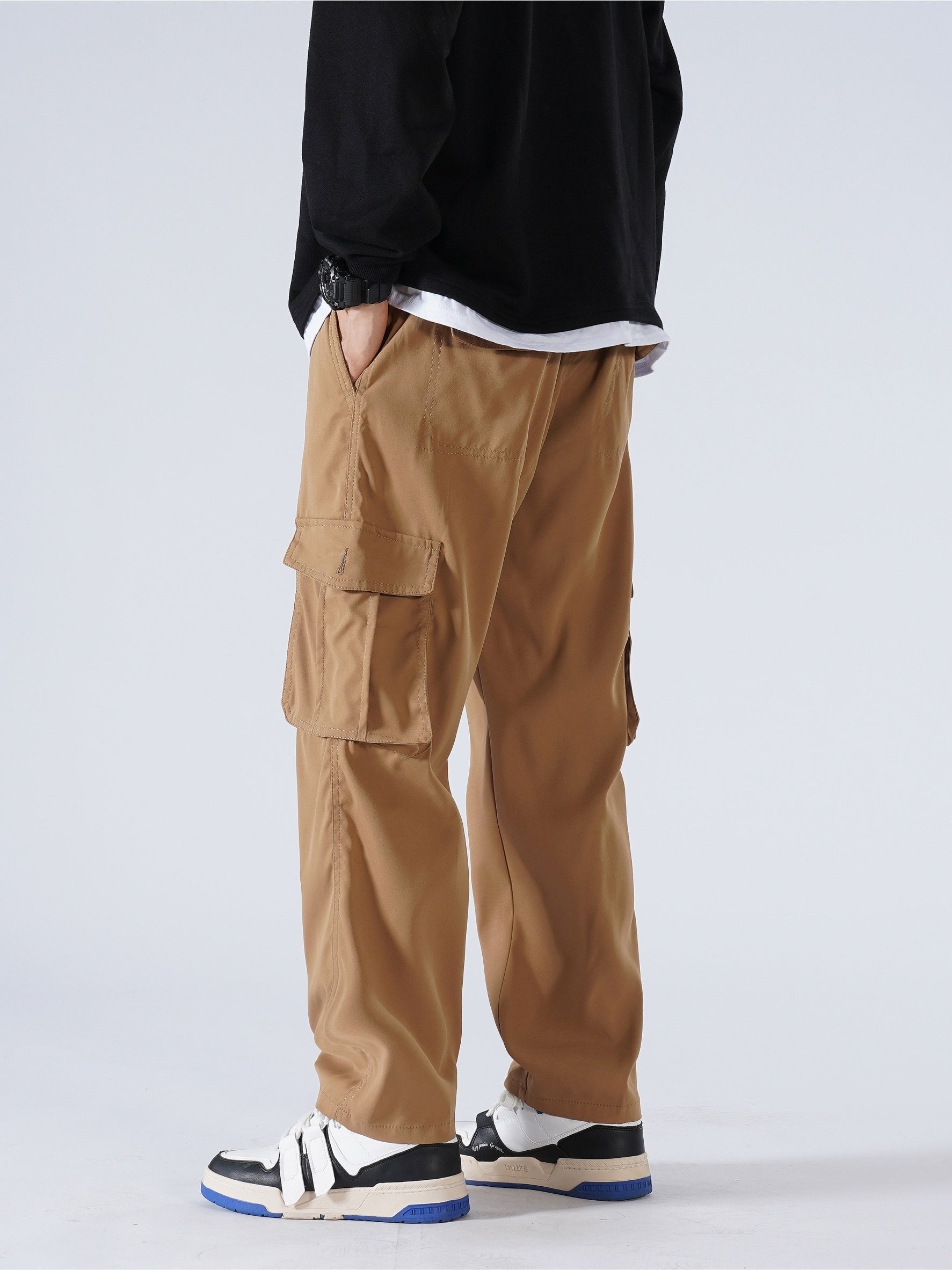 Smiling Face And Butterfly Men's Casual Cargo Pants For Spring And Fall