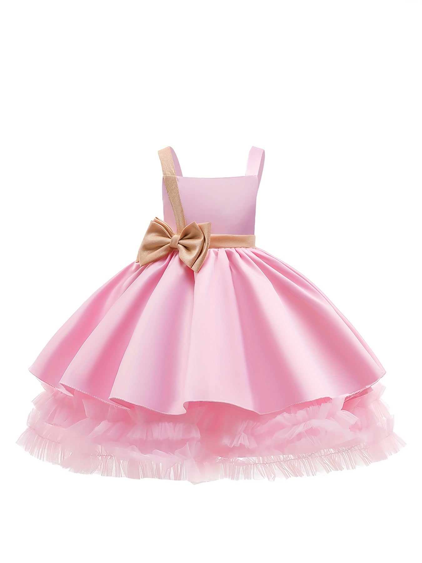 Girls Princess Maxi Dress for Formal Wedding Evening Party with Big Bow