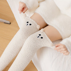 Cartoon Fuzzy Thigh High Socks for Women