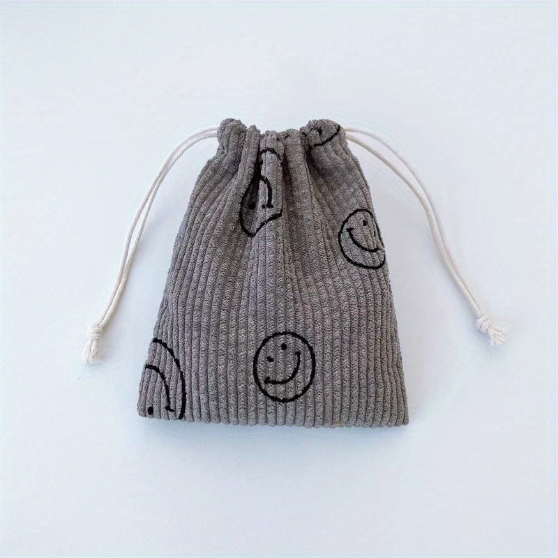 Smile Face Drawstring Cosmetic Bag for Women Travel Small Makeup Bag