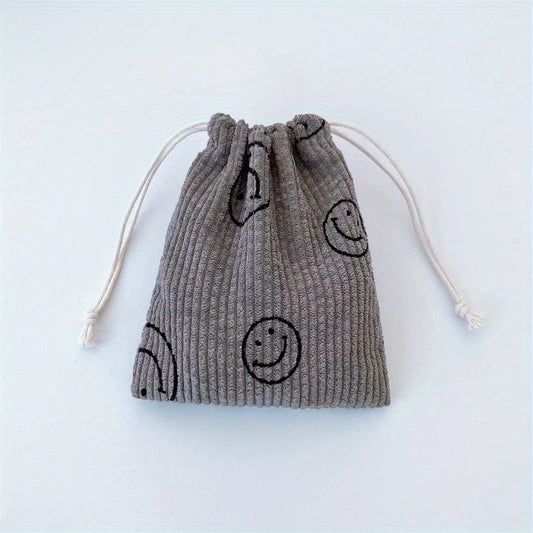 Smile Face Drawstring Cosmetic Bag for Women Travel Small Makeup Bag