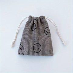 Smile Face Drawstring Cosmetic Bag for Women Travel Small Makeup Bag