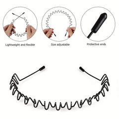 Metal Hair Band For Men Unisex Wavy Spring Headband