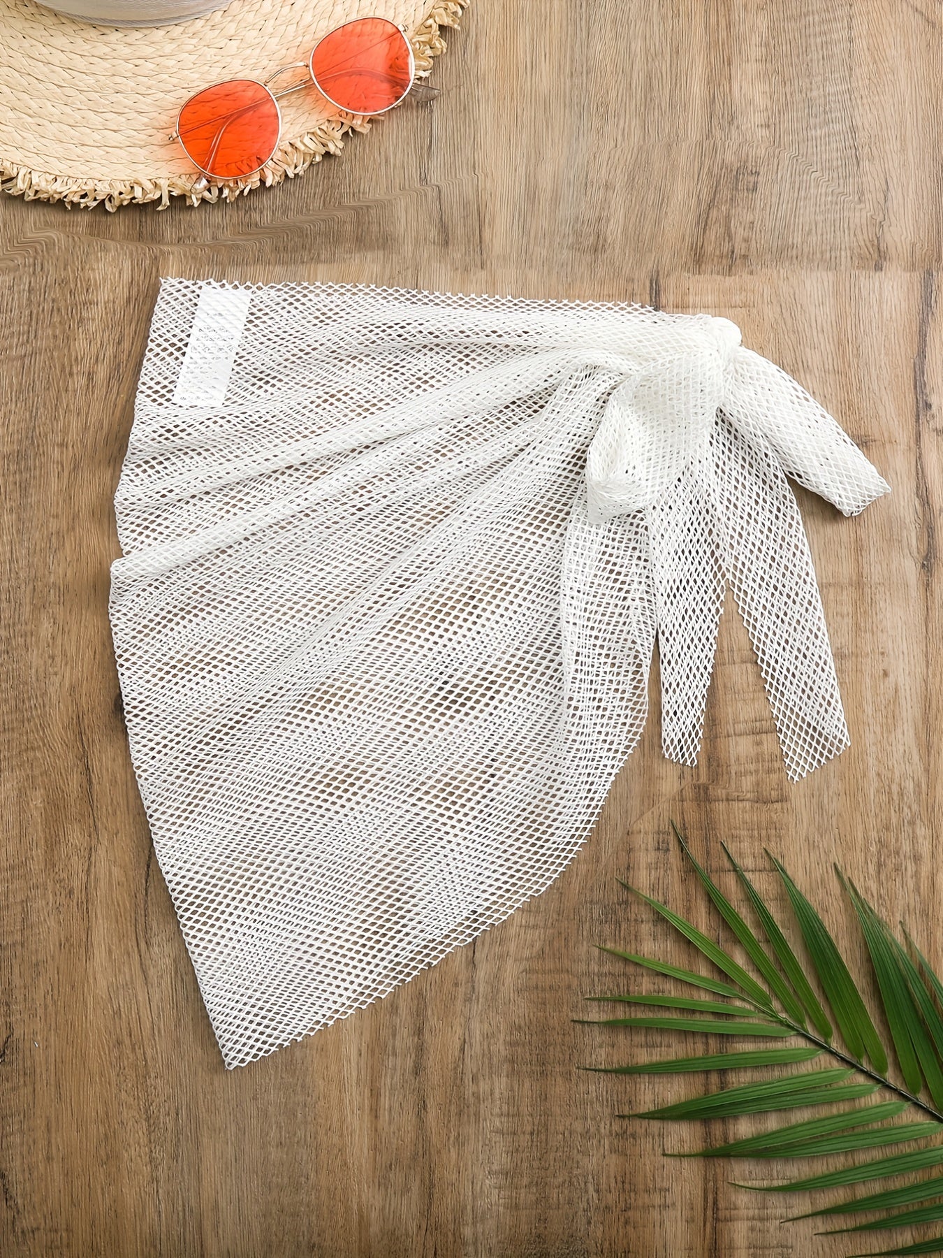 Mesh Cover Up Wrap Tie Front Sheer Plain