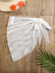 Mesh Cover Up Wrap Tie Front Sheer Plain