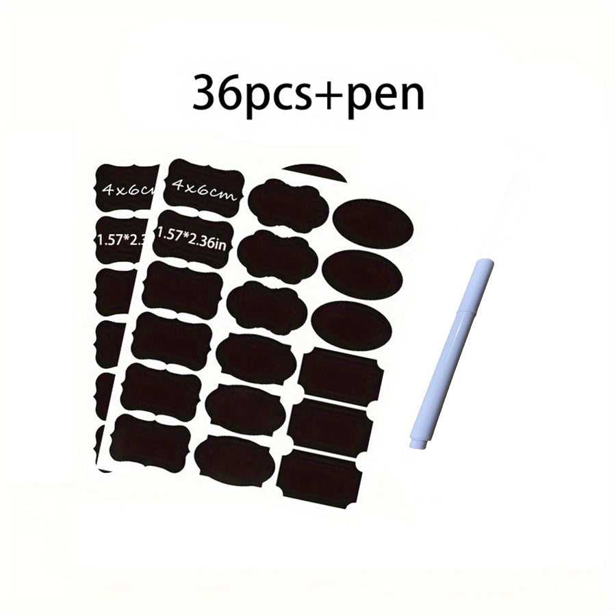 36pcs Reusable Food Storage Container Labels Waterproof Blackboard Sticker