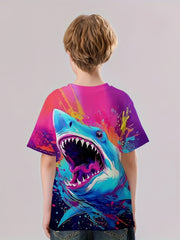 Shark Doodle 3D Print T-shirt Hip Hop Street Sports Casual Tops
