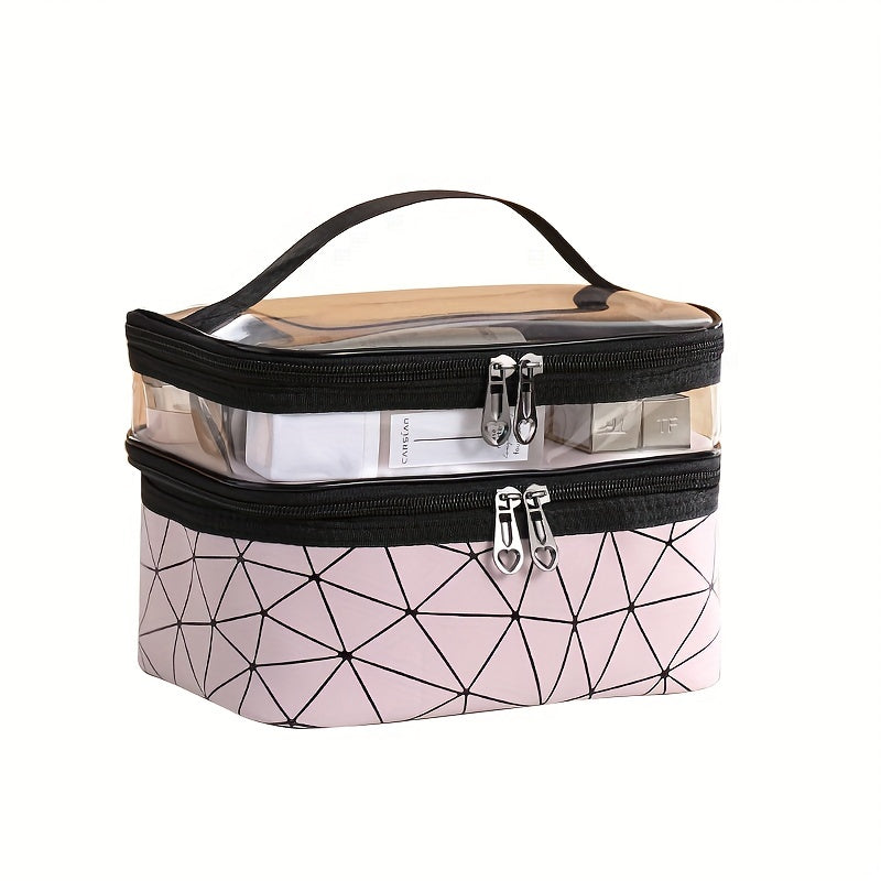 Waterproof Double Layer Cosmetic Bag Makeup Storage Organizer