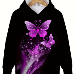 Shining Butterfly Hooded Sweatshirt for Girls