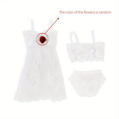 3pcs Pajamas Underwear Bra Dress Lace Doll Costume Set