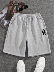 Men's R Graphic Drawstring Shorts for Summer
