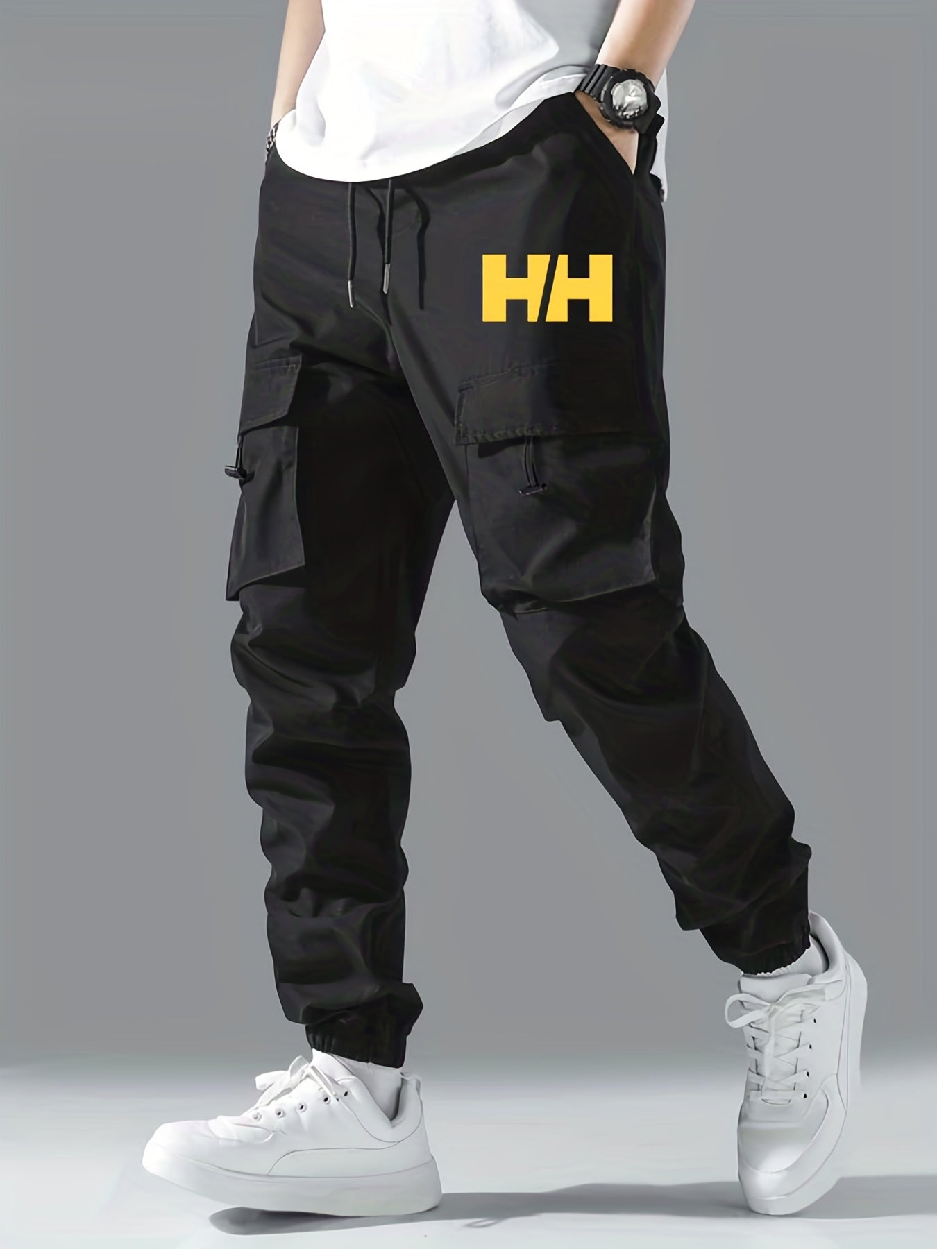 Hip Pop Style Cargo Pants Men's Flap Pocket Trousers