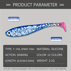 7pcs Soft T Tail Fishing Lures Silicone Artificial Bionic Swimming Bait
