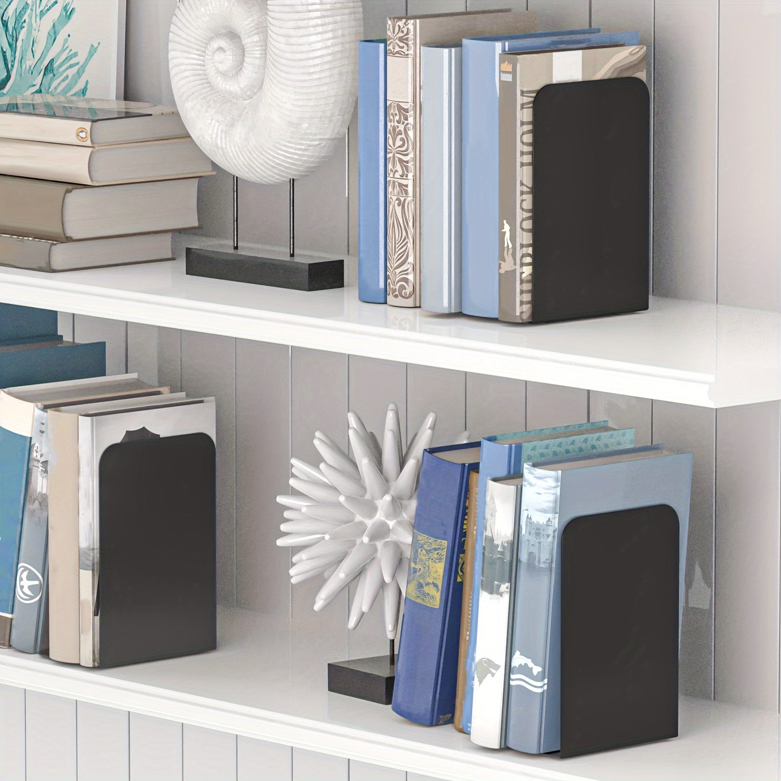 Metal Bookends with Anti Slip Pads for Books Magazines DVDs