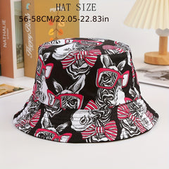 Unisex Versatile Sunshade Bucket Hat With Print Double sided Sun Hat